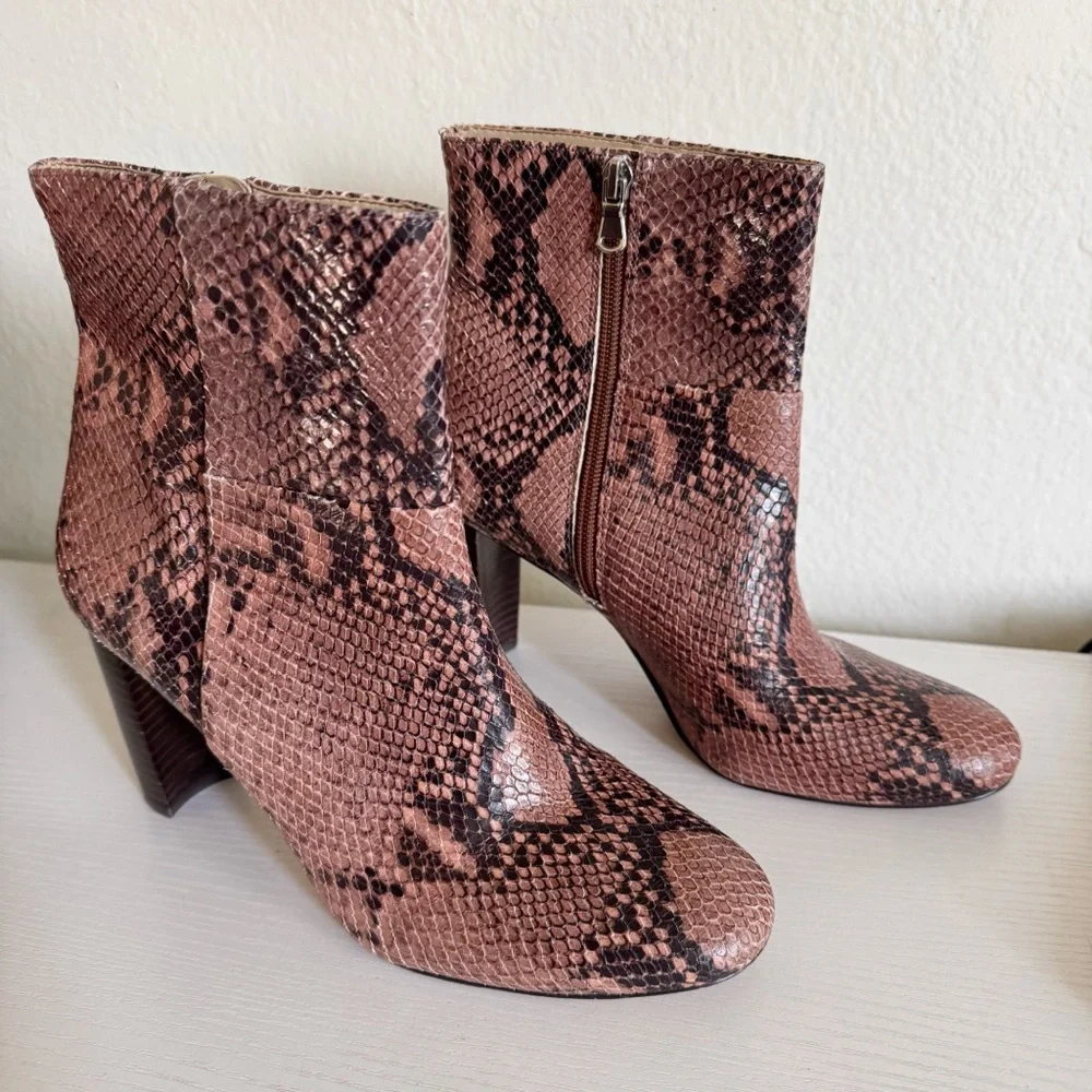 Ann Taylor | Tallulah Snakeskin Embossed Leather Booties